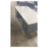 Gray Metal Office Desk with Drawer Storage