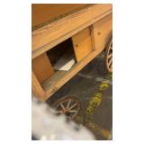 Wooden Mobile Market Cart with Lights and Storage Compartments