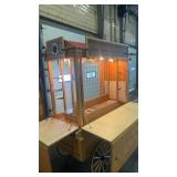 Wooden Mobile Market Cart with Lights and Storage Compartments