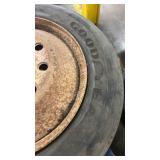 Set of 4 Used Goodyear Commercial Truck Tires with Rusted Steel Rims