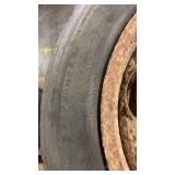 Set of 4 Used Goodyear Commercial Truck Tires with Rusted Steel Rims