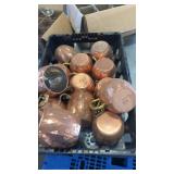 Mixed Lot of Drinking Glasses, Copper Mugs, and Metal Basket Organizers