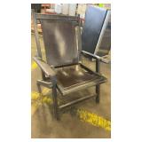 Wood and Faux Leather Folding Armchair