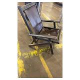 Wood and Faux Leather Folding Armchair