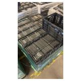 Pallet of Black Plastic Stackable Vented Crates