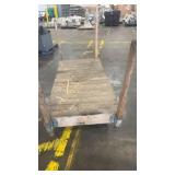 Wooden Flatbed Industrial Cart with Iron Wheels