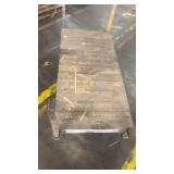Wooden Flatbed Industrial Cart with Iron Wheels