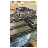 Pallet of Stackable Plastic Crates and Trays
