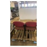 Office Desk with Two Burgundy Chairs