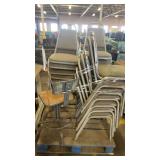 Lot of 13 Stackable Metal Frame Banquet Chairs and 1 Swivel Desk Chair
