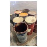 Group of Industrial Grease Barrels with Pump Dispensers