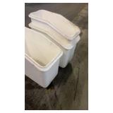 Set of 3 White Commercial Utility Tubs on Casters