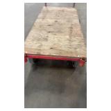 Used Industrial Flatbed Platform Cart with Wood Deck