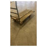 Heavy Duty Wooden Platform Cart with Metal Handle and Swivel Casters