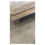Heavy Duty Wooden Platform Cart with Metal Handle and Swivel Casters
