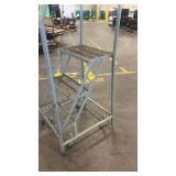 Rolling Metal Warehouse Step Ladder with Handrails