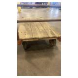 Industrial Wooden Platform Cart with Metal Frame and Casters
