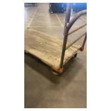 Industrial Wooden Platform Cart with Metal Frame and Casters