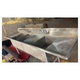 Commercial Stainless Steel 4-Compartment Sink with Faucets and Backsplash