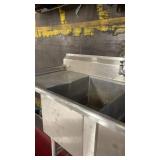 Commercial Stainless Steel 4-Compartment Sink with Faucets and Backsplash