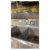 Commercial Stainless Steel 4-Compartment Sink with Faucets and Backsplash