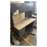 Used Metal Office Desk with Hutch and Drawers