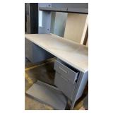 Used Metal Office Desk with Hutch and Drawers