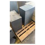 Lot of 2 Metal Industrial Cabinets with Shelves and Drawers