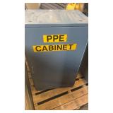 Lot of 2 Metal Industrial Cabinets with Shelves and Drawers