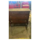 Antique Wooden Dresser with Four Drawers and Metal Pulls