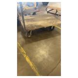 Heavy-Duty Industrial Wooden Platform Cart with Iron Frame and Casters