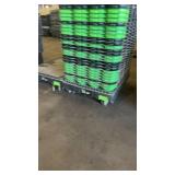 Stack of Nesting Plastic Totes with Dollies and Lids