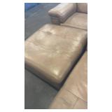 Modular Brown Leather Sectional Sofa with Ottoman
