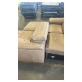 Modular Brown Leather Sectional Sofa with Ottoman