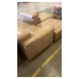 Modular Brown Leather Sectional Sofa with Ottoman