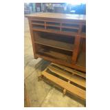Wooden Counter Desk with Shelving and Storage
