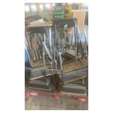 Lot of School Desks with Attached Chairs and Metal Legs