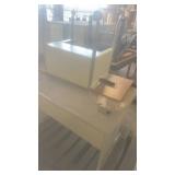 Used Metal and Laminate Office Desks with Attached Shelves