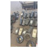 Lot of 8 Two-Way Radios with Chargers, Accessories, and Assorted Bibles