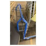 Lot of Stacking Yellow Plastic Chairs with Metal Legs on Rolling Cart