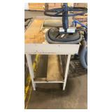 Industrial Workbench with Metal Drawer and Assorted Chair Parts