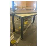 Set of 2 Industrial Tables with Metal Legs and Casters