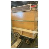 Wooden Mobile Market Cart with Lights and Storage Compartments