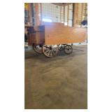 Wooden Mobile Market Cart with Lights and Storage Compartments