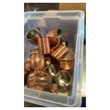 Mixed Lot of Drinking Glasses, Copper Mugs, and Metal Basket Organizers