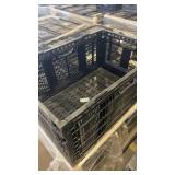 Pallet of Stackable Black Plastic Produce Crates