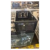 Pallet of Black Plastic Stackable Vented Crates