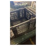 Pallet of Black Plastic Stackable Vented Crates