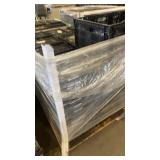 Bulk Lot of Stackable Black Plastic Crates on Pallet
