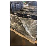 Pallet of Black Plastic Stackable Totes and Crates